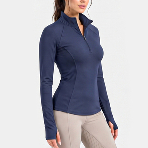 Camiseta Térmica Personalizada con Logotipo para Mujer, Camiseta Térmica Ligera de Manga Larga con Cierre Frontal para Montar a Caballo - Product Image 3