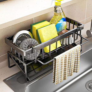 Steel Sponge Holder Kitchen Sink Countertop Organizer Multifunctional kitchen Cleaning Tool <b>Storage</b> <b>Rack</b> At Affordable Price - Product Image 1