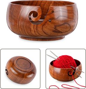<b>Wool</b> Bowl Yarn Holder, Knitting Bowl for Knitting and Crochet Projects, Hardwood Yarn Bowl for Finer Yarns or Small Projects - Product Image 6