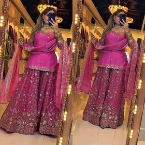 <b>Women</b> Indian Pakistani Silk Embroidered <b>Lehenga</b> Choli Wedding Dress Floor-Length Traditional Loose Fit Ethnic Wear Set - Product Image 3