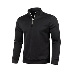 Men's Red Knitted Long Sleeve Quarter Zip Pullover Casual Top Solid Color Polyester Fabric - Product Image 6