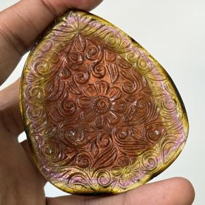 Colgante de mandala floral tallado a mano con turmalina multicolor natural, piedra preciosa suelta tallada en turmalina para la fabricación de joyería al por mayor. - Product Image 2