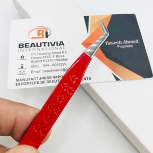 Pinzas de extensión de pestañas de volumen de bota de acero inoxidable de grado quirúrgico profesional 65 grados punta puntiaguda de bota delgada 12cm - Product Image 3