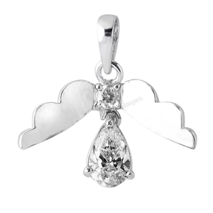 Elegante colgante de plata de ley 925 personalizado de alta calidad nuevo diseño Moissanite alas de lujo Fabricación de joyas en forma de pera - Product Image 1