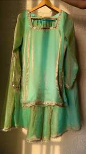 Traje de seda TOP PLAZZO para mujer con bordado y detalles de dupatta, ideal para fiestas, de secado rápido - Product Image 3