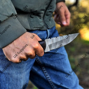 Couteau de chasse et de camping à lame fixe en acier Damas, manche intégral, ultra-affûté, pointe tombante industrielle, OEM, bois Wenge - Product Image 6