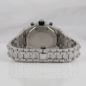 Reloj de lujo unisex de acero inoxidable con diamantes, caja tonneau, esfera analógica, cristal de zafiro, movimiento de cuarzo, cronógrafo de 44 mm - Product Image 4