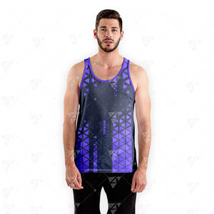 Traje Deportivo para Hombre, Tejido Sin Costuras, para Correr, de Secado Rápido, Transpirable, Ligero, Sin Mangas, 100% Poliéster Sublimado - Product Image 3