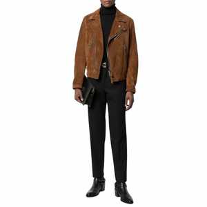 OEM High Quality Men's Custom Asymmetrical Zip Design <b>Suede</b> Leather Outdoor Wear <b>Jacket</b> 100% Pure <b>Suede</b> Leather <b>Jacket</b> For Sale - Product Image 2