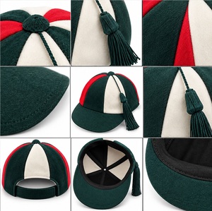 Casquettes d'honneur en feutre rayées multicolores, à panneaux rouge, blanc et vert, avec pompon, pour cérémonie traditionnelle, pour étudiants, à blocs de couleur - Product Image 5
