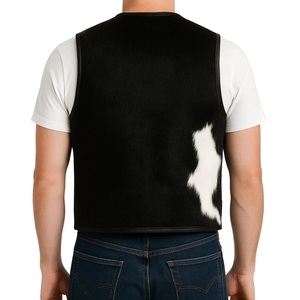 Chaleco cortavientos con cuello en V, prenda exterior de alta calidad para invierno, chaleco personalizado de cuero con pelo de vaca. - Product Image 4