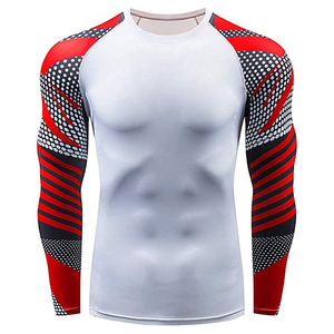 Custom Made First Fitnee IND Men's MMA Rash Guard Winter Long Sleeve Quick Dry <b>Compression</b> Breathable Eco-Friendly Anti-Bacteria - Product Image 1