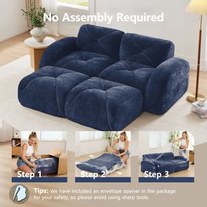Divano a U Senza Struttura in Velluto Morbido, Design Trapuntato, Spugna ad Alta Densità 32D, Base Ergonomica, Nessun Montaggio Richiesto, per Soggiorno - Product Image 3