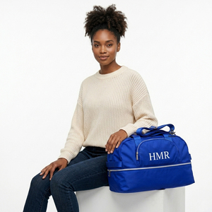 Sac de sport bleu personnalisé avec logo, pour la tenue maçonnique, les regalia de la franc-maçonnerie, les vêtements de sororité et de fraternité, sac de voyage pliable pour la gym - Product Image 4