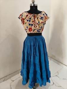 Robe bohème pour femmes, haut court en coton imprimé avec jupe longue confortable et respirante, ensemble de robe fantaisie en 2 pièces - Product Image 6