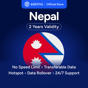 eSIM เอสกิโม่ เนปาล 3GB ข้อมูลความเร็วสูง 4G/5G ไม่ต้องใช้ซิมการ์ดแบบกายภาพ ใช้งานได้ 2 ปี ข้อมูลไม่จำกัดแบบ rollover - Product Image 1