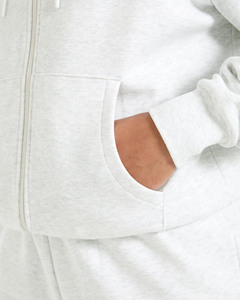 OEM Custom Heather Grey Women Oversized Zip Up Hoodie & <b>Jogger</b> 2 Piece Women's Tracksuits Cotton Breathable Women's <b>Matching</b> <b>Set</b> - Product Image 6