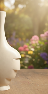 Jarrón de flores de aluminio fundido de lujo con recubrimiento en polvo color crema, escultura moderna de estilo nórdico con diseño en capas para decoración moderna del hogar y de la mesa. - Product Image 4