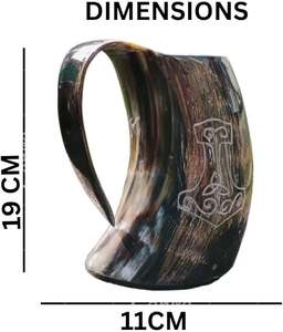 Jarra de Cerveza Tradicional de Cuerno de Búfalo, Hecha a Mano, Duradera, Ecológica, 500 ml, Taza Natural para Uso en el Hogar, Bar o Cocina, Precio Razonable - Product Image 2