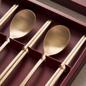 NOBBAN Anseong Premium Hand-forged Bangjja Yugi Korean Traditional Brassware Turtle Motif Style 4-Person Spoon and <b>Chopstick</b> Set - Product Image 5