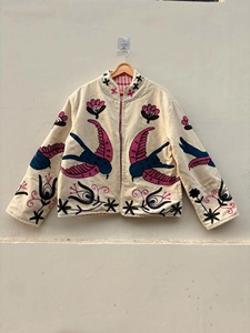 Veste en velours Suzani de style indien, veste kimono brodée, manteau bohème unisexe, veste d'hiver, vêtement d'extérieur à prix d'usine - Product Image 3