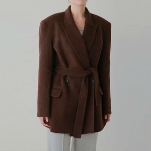 Abrigos de lana largos sin cuello para mujer, chaqueta de invierno para mujer - Product Image 4