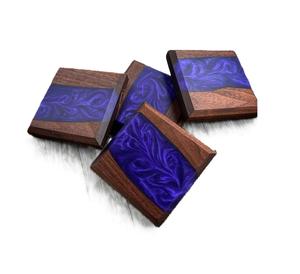 Ensemble de dessous-de-verre en résine et bois, design tendance, avec tapis et sous-verres en résine époxy, pour une utilisation en salle à manger, à un prix très abordable. - Product Image 2