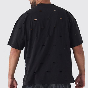 High Quality Heavyweight Distressed Men's <b>Boxy</b> <b>T</b>-<b>shirts</b> Vintage Oversized Tshirt Custom Cropped <b>T</b> <b>Shirt</b> for Men - Product Image 5