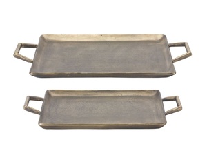 Plateau de service élégant en métal couleur argent avec poignée, nouveau design, plateau décoratif en métal à prix de gros pour la maison et l'hôtellerie - Product Image 4