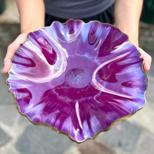 Resin serving bowl beautifully designed with glossy marble effect enhances kitchen <b>decor</b> living <b>space</b> or dining table - Product Image 4