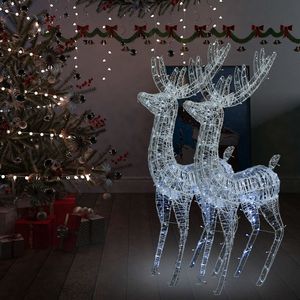 Juego de 2 Renos Navideños Acrílicos Blancos XXL, Luces Elegantes para las Fiestas - Product Image 1