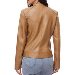 Chaquetas de cuero de mujer de precio barato para damas moda nueva llegada chaquetas de cuero de PU de cuero genuino personalizadas en cantidad a granel - Product Image 2