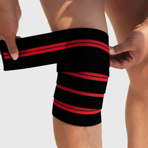 High Quality Heavy Duty Natural Rubber Adjustable Custom <b>Knee</b> Wrap <b>Exercise</b> Brace Support Bandages for Gym Training Protection - Product Image 6