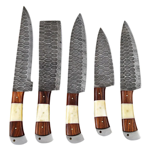High Quality Damascus Steel Kitchen <b>Knife</b> <b>Set</b> 5PCS Handmade Chef <b>Knives</b> Wooden Handle Restaurant Cooking Tools 5-Piece <b>Sharp</b> - Product Image 1