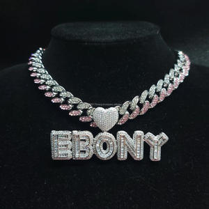 Luxury " EBONY " Letter Pendant <b>Chain</b> Moissanite Diamond Custom <b>Name</b> Necklace Hip Hop Bling Jewelry Gift - Product Image 1