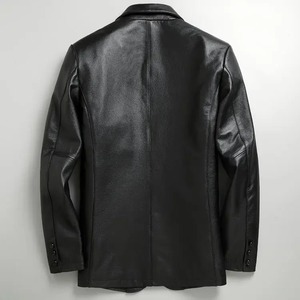 Pure <strong>Leather</strong> Jacket in Stock Men's Classic Trucker Jacket Genuine Sheepskin Shirt Collar Casual Smooth Lightweight <strong>Leathers</strong> - Product Image 3