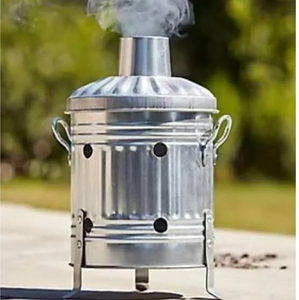 Contenedor incinerador cuadrado de acero galvanizado con tapa de malla y orificios de ventilación laterales, disponible a precios de mayorista. - Product Image 3