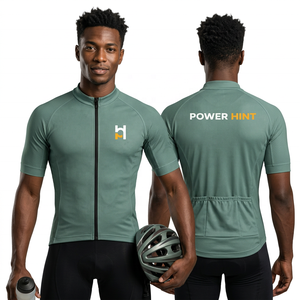 Maillot de cyclisme respirant à manches courtes vert olive uni pour hommes, idéal pour le sport et la course à vélo – Vente en gros - Product Image 2