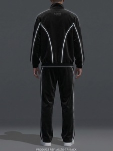 <b>Black</b> Polyester/Cotton Eco-Friendly Tracksuit Set Zip-Up Jacket Drawstring <b>Pants</b> Elastic Waist Side Pockets Plus Size Loose Fit - Product Image 5