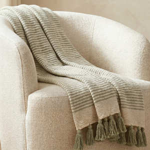 Charcoal <b>Grey</b> Textured Cotton Throw with Fine Woven Pattern and Fringe for <b>Modern</b> Rustic <b>Sofa</b> and Lounge Décor - Product Image 5