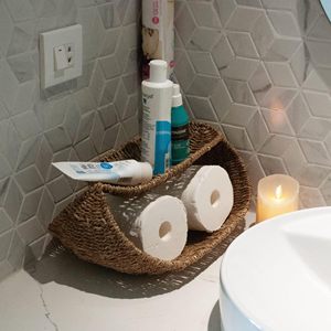 Cesta de frutas hecha a mano con hierba marina para la cocina, decoración de casa de vacaciones con ambiente de Pascua, cestas tejidas de hierba marina - Product Image 3