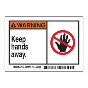 Étiquettes adhésives d'avertissement Brady 'Éloignez les mains' pour équipement de sécurité industrielle - Product Image 2