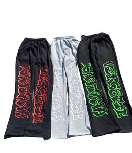 กางเกงวอร์มทรงขาบานพิมพ์ลายพัฟฟ์ ดีไซน์สั่งทำพิเศษ น้ำหนักเบา สไตล์ลำลอง สำหรับผู้ชาย สีเข้ม - Product Image 1