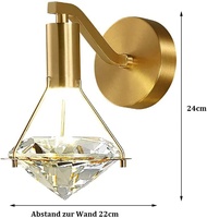 Lampe murale en cristal en forme de losange, style moderne et luxueux, en laiton, pour hôtel, chambre à coucher, salon, couloir, décoration, lumière murale LED en cristal