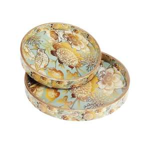 Plateau de service rond en bois rustique, élégant plateau vintage pour fruits, collations, desserts et apéritifs à prix raisonnable - Product Image 4