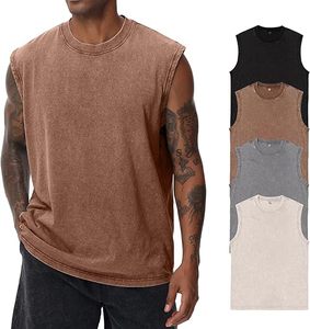 Débardeurs Homme Personnalisés à Logo Brodé Respirants Coupe Musclée Unie Sans Manches pour Entraînement en Mélange Polyester/Coton – Prix Usine - Product Image 1