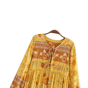 Vestido midi estampado para mujer con cuello cuadrado y corte en A - Product Image 3
