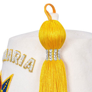 หมวกเฟซ Shriners แบบกำหนดเอง ประดับด้วยตัวอักษรเพชรเทียม ของตกแต่งสำหรับสมาคมเมสัน สีแดงเลือดหมู ทำจากผ้าขนสัตว์ พร้อมพู่ห้อยแบบดั้งเดิม เครื่องประดับศีรษะระดับมืออาชีพ - Product Image 3