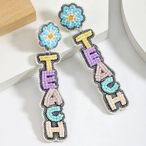 Bijoux faits main légers, classiques et élégants pour femmes et enseignantes, avec perles, strass, diamants, en forme de crayon, enfilées sur cordon, cadeau de marque MULTI - Product Image 4