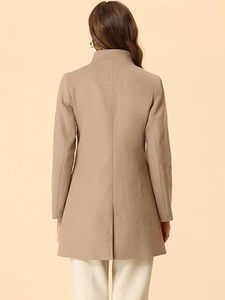 Abrigo Largo de Mujer al por Mayor, Ecológico, Ligero, 100% Poliéster, con Doble Botonadura, Solapa, Cuello Alto y Forro de Satén, Estilo Casual - Product Image 4
